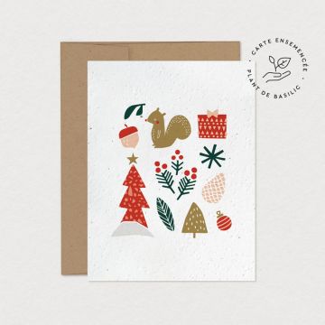 Carte à planter - Écureuil festif  