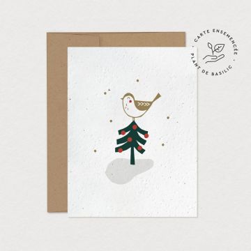 Carte à planter - Oiseau des fêtes
