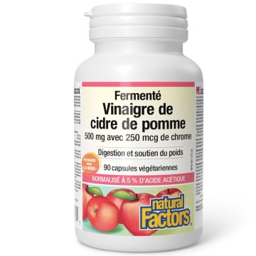 Vinaigre de cidre de pomme fermenté 500 mg avec chrome 250 mcg - Gestion du poids