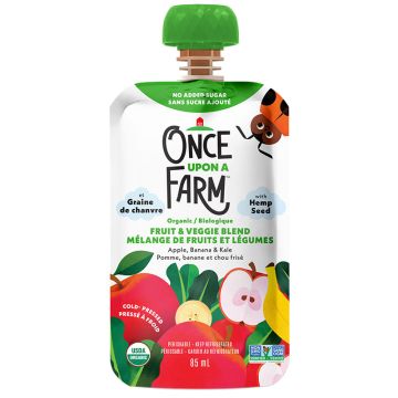 Mélange fruits et légumes biologiques - Pomme banane chou frisé et graines de chanvre