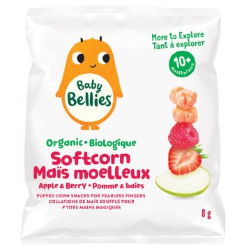 Collations de mais soufflé biologiques 10+ - Maïs moelleux pommes et baies