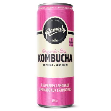 Kombucha biologique limonade aux framboises sans sucre