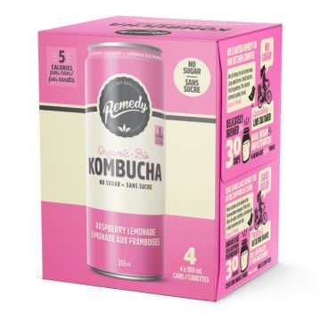 Kombucha biologique limonade aux framboises sans sucre
