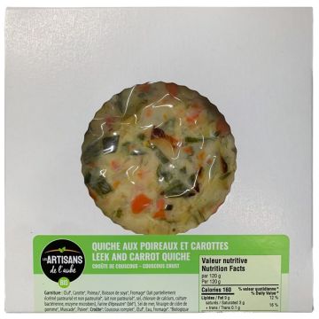 Quiche biologique - Poireaux et carottes, croûte de couscous