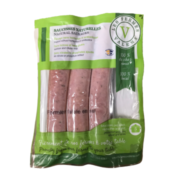 Saucisses naturelles - Fermier à faible teneur en sel