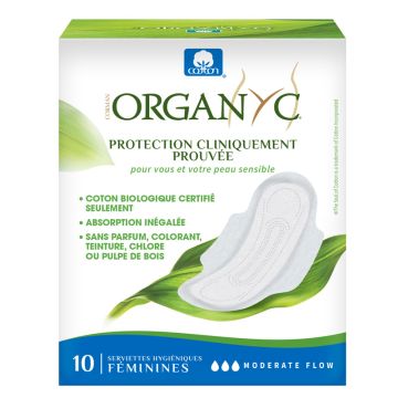 Serviettes hygiéniques - Régulière avec ailettes 100% coton biologique