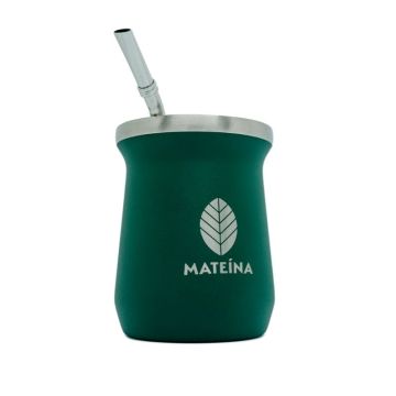 Gourde en silicone avec bombilla en acier inoxydable verte kaki