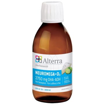 Oméga-3 Neuromega +D3 format liquide - Saveur de Citron vert