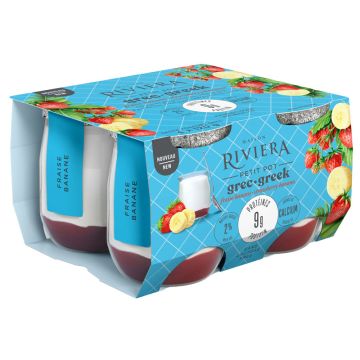 Yogourt grec sans lactose 2% Fraise banane