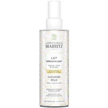 Lait démaquillant biologique pour visage, yeux et lèvres