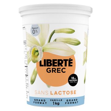 Yogourt grec sans lactose 0% Vanille