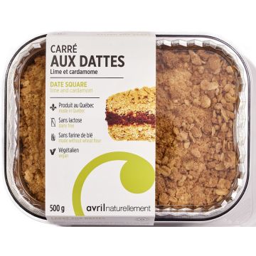 Gâteau - Carré aux dattes, lime et cardamome
