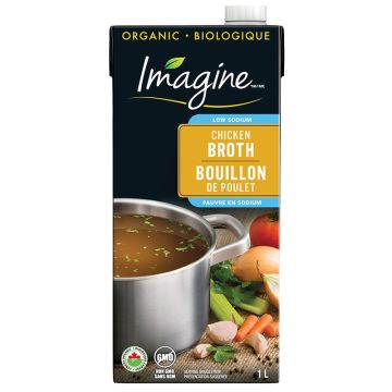 Bouillon de poulet faible en sodium biologique