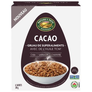 Gruau biologique de superaliments - Cacao avec huile TCM